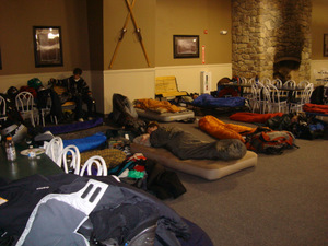 Sleeping in the lodge