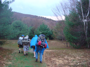Hiking in with Ponchos