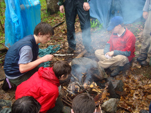 Starting a fire in the rain